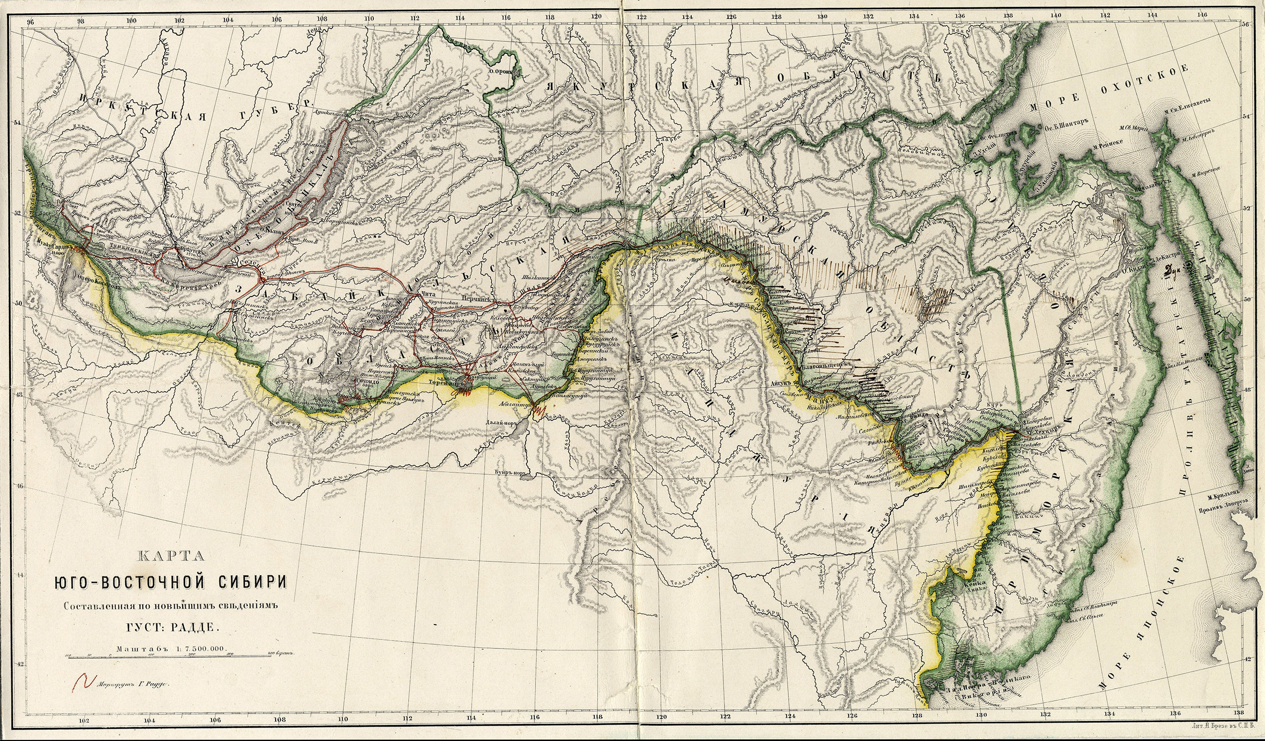 Карта Юго-Восточной Сибири. 1850-е гг.